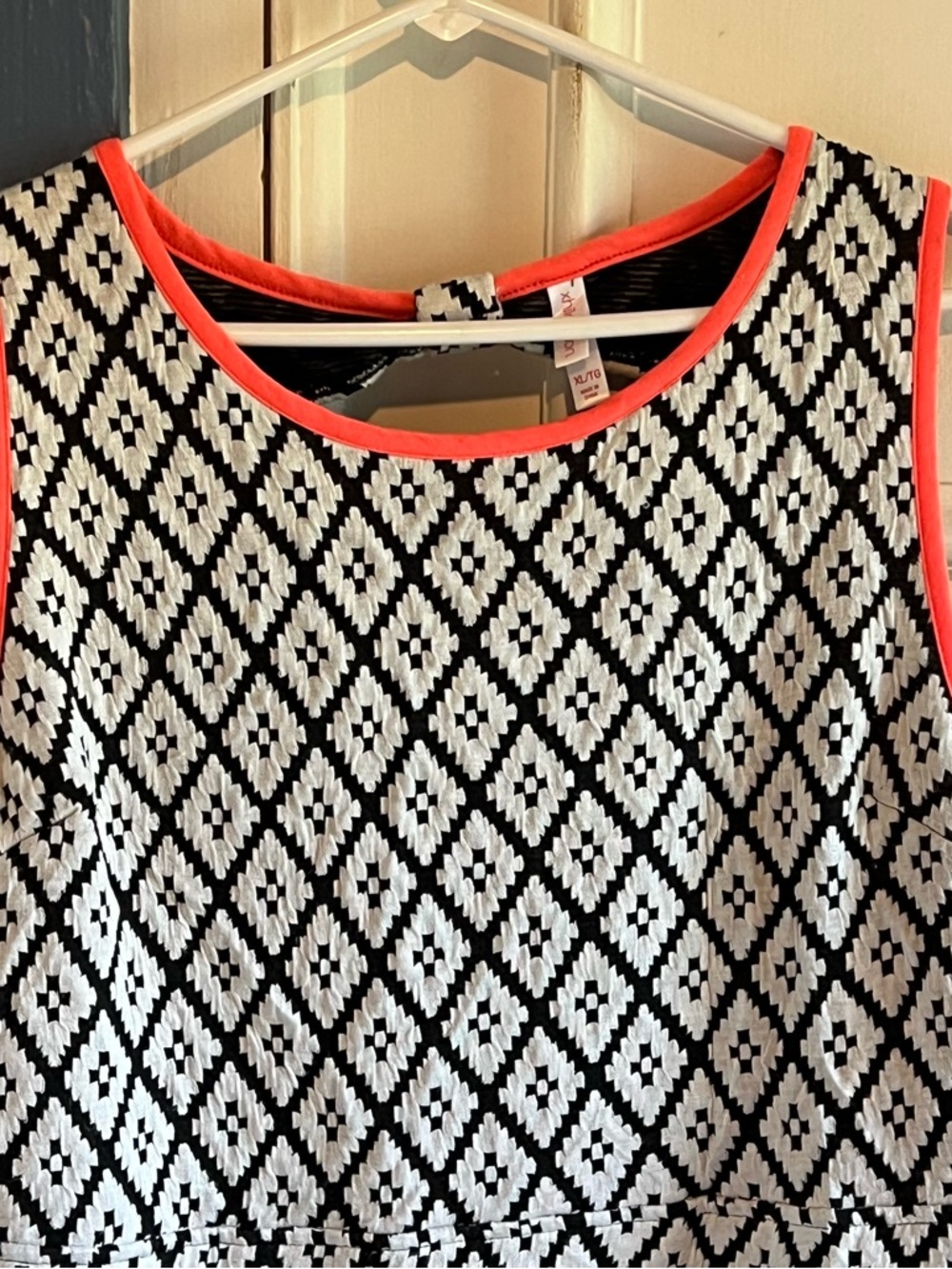 Xhilaration Black & White Geometric Dress with Coral Trim Y2K - Picture 9 of 14